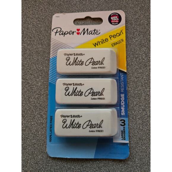 PAPERMATE WHITE PEARL ERASERS 3 Pack Eraser LATEX FREE - Picture 1 of 2